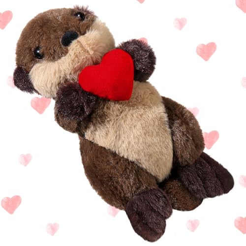 Blueweenly Sea Otter Plüschtier, schwimmender Flussotter, niedliches Plüschtier, Stofftier, Freundin, Freund, Ozean, Geburtstag, Muttertag, Geschenk (Herz) von Blueweenly