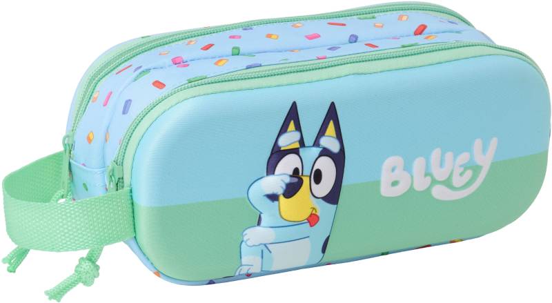 Bluey 3D Doppel-Federmäppchen, Grün/Blau von Bluey