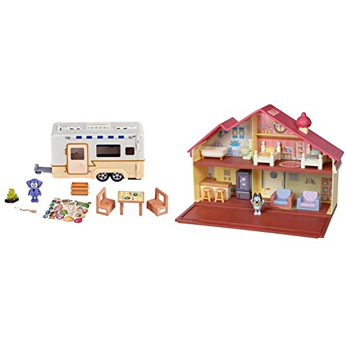 Bluey Familienhaus-Spielset inklusive 6 cm Figur - offizieller Sammelartikel & Caravan Set, 2,5 bis 3 Zoll große Figuren von Bluey
