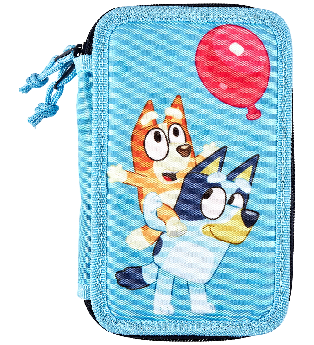 Bluey Federmäppchen m. Inhalt - Hellblau m. Print - Bluey - One Size - Federmäppchen von Bluey