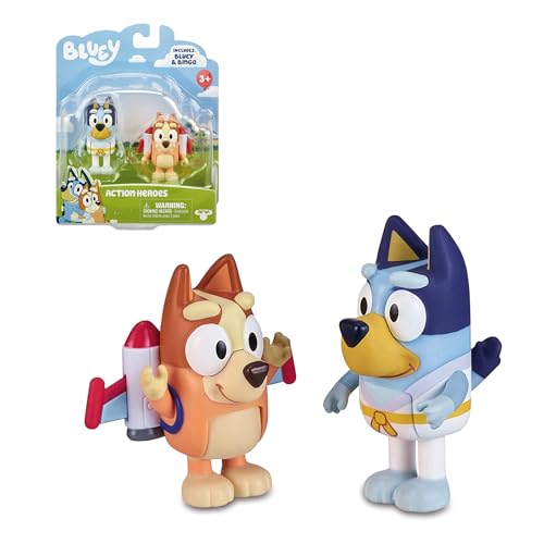 Bluey - Packung mit 2 Figuren Heroes, bewegliche Figuren der Protagonisten der Serie, Superhelden-Puppen, Kinderspielzeug, mit Bingo, Berühmtheit, (BLY69100) von Bluey