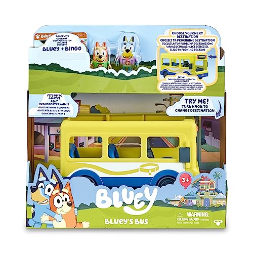Bluey - School Bus, Bus für den Cole 2 Figuren mit Bingo Figuren aus der Zeichnungsserie Inantil, Schild mit Drehziel, Jungen und Mädchen + 3 Jahre, Berühmt (BLY39010) von Bluey