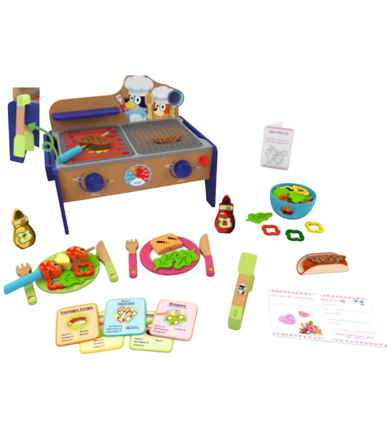 Bluey Spielset - Grilltisch BBQ & Salat - Holz - 34 Teile - Bluey - One Size - Spiellebensmittel Bluey Spielset - Grilltisch BBQ & Salat - Holz - 34 Teile - Bluey - One Size - Spiellebensmittel von Bluey