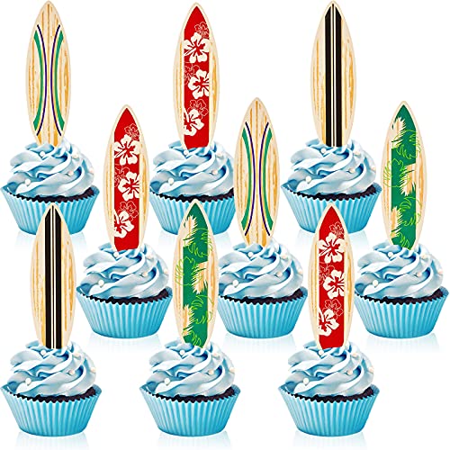 48 Stück Surfbrett Cupcake Topper Surfbrett Strandkuchen Dekorationen Surfbrett Mini Akzente für Schwimmbad Summer Beach Party Luau Geburtstag Baby Shower Party Zubehör von Blulu