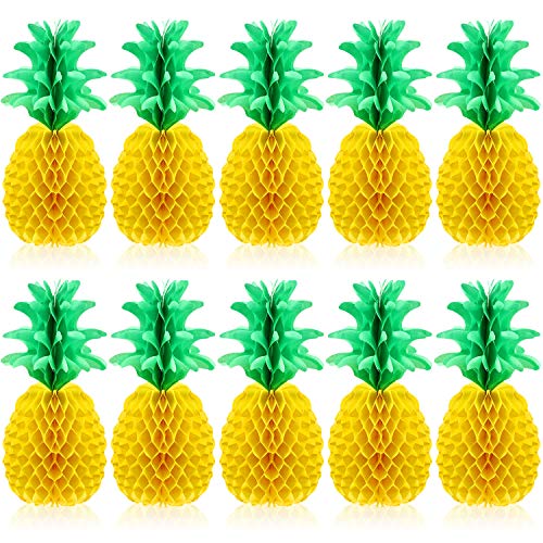 Blulu 10 Packungen 35,6 cm Ananas Wabenaufsatz Seidenpapier Ananas Tischdekoration für Hawaii-Partyzubehör Blulu 10 Packungen 35,6 cm Ananas Wabenaufsatz Seidenpapier Ananas Tischdekoration für Hawaii-Partyzubehör von Blulu