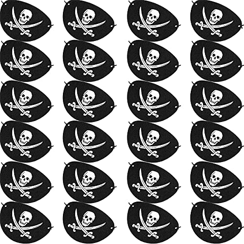 Blulu 24 Packung Schwarz Piraten Augenklappen EIN Augen Schädel Karibik Kapitän Augen Maske für Halloween Party Weihnachten und Kinder Party Gefallen (Felt/Filz) von Blulu