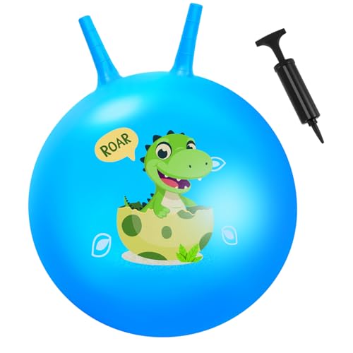 Blulu 60 cm Dinosaurier Weltraum Springball mit Griff Hopper Ball mit Pumpe Großer Aufblasbarer Hüpfball für Garten Draußen Drinnen Sommer Aktivitäten Übung Spiele von Blulu