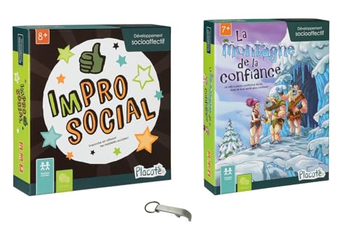 Lernspiel Impro Sociale + Der Berg des Vertrauens Französische Version + 1 Lineal Lesezeichen aus Holz Blumie (Impro + Berge) von Blumie Shop