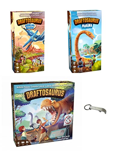 Blumie Shop Set 3 Draftosaurus Spiele + Marina Verlängerung + Aerial Show Verlängerung + 1 Flaschenöffner, L von Blumie Shop