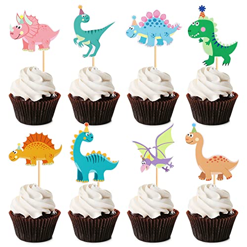 32 Stück Dinosaurier Cupcake Topper Tier Cupcake Topper Picks Kuchendekoration für Baby Shower Hochzeit Geburtstag Event Party Tiere Thema Party Dekoration Versorgung von Blumomon