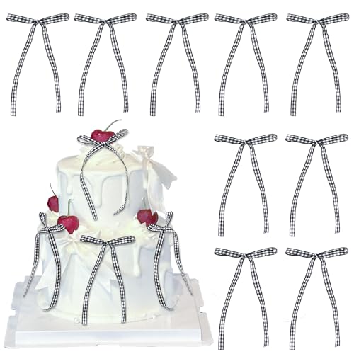 40pcs Schwarz Weiß Karierte Bowknot Cake Topper Bogen Kuchen Dekoration Ausgewählt für Kinder Baby Shower Kuchen Dekoration Geburtstag Hochzeit Party Hochzeitstag Feier Kuchen Dekoration Supplies von Blumomon