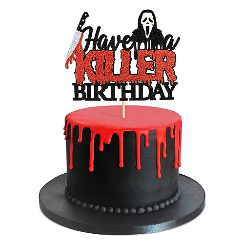Blumomon Tortenaufsatz mit Aufschrift "Have a Killer" – Glitzer-Horror, klassisches Halloween-Pick für blutige Filme, Mottoparty, Babyparty, Kuchendekoration, 1 Packung Blumomon Tortenaufsatz mit Aufschrift "Have a Killer" – Glitzer-Horror, klassisches Halloween-Pick für blutige Filme, Mottoparty, Babyparty, Kuchendekoration, 1 Packung von Blumomon