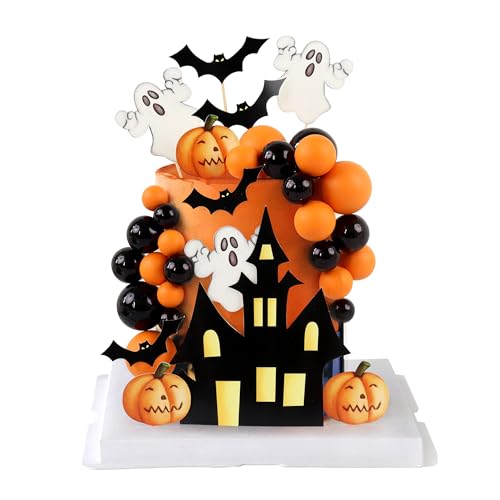 Blumomon 1 Set "Happy Halloween"-Kuchenaufsatz, Kürbis-Geist, Kuchendekoration, Picks, Halloween-Thema, Geburtstag, Jahrestag, Babyparty, Partyzubehör von Blumomon