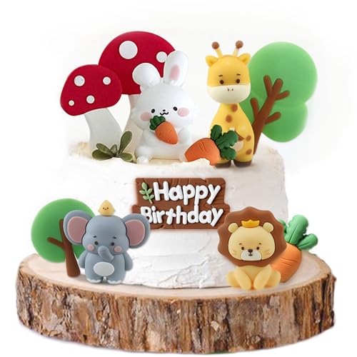 Blumomon 12 x Dschungeltier-Kuchenaufsatz, Tiere, Happy Birthday, Kuchendekoration, Dschungeltiere, Thema, Geburtstagskuchendekorationen für Jungen, Mädchen, Babyparty, Dschungeltiere, Thema, Blumomon 12 x Dschungeltier-Kuchenaufsatz, Tiere, Happy Birthday, Kuchendekoration, Dschungeltiere, Thema, Geburtstagskuchendekorationen für Jungen, Mädchen, Babyparty, Dschungeltiere, Thema, von Blumomon