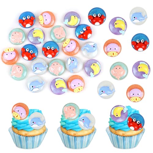 Blumomon 20 Stück Harz Meerestiere Cupcake Topper Kinder Geburtstag Kuchen Dekorationen Unter dem Meer Baby Shower Geburtstagsparty Zubehör Ozean Thema Kuchendekoration von Blumomon