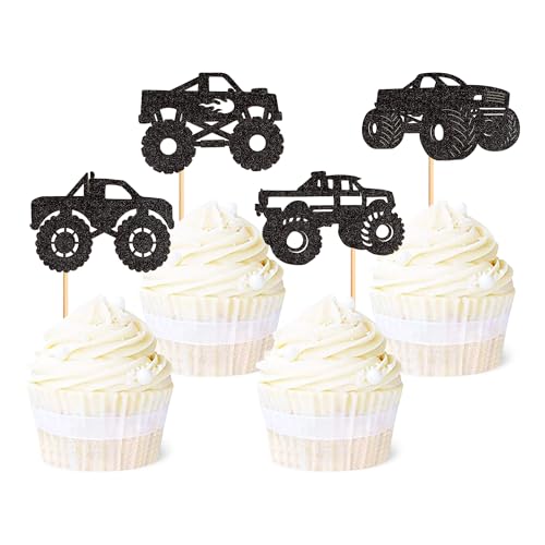 Blumomon 24 Monster Truck Cupcake Topper Monster Truck Thema Kuchen Dekoration Cupcake Dekoration Für Bunte Monster Trucks Geburtstag Baby Party Dekoration von Blumomon