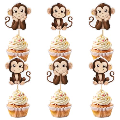 Blumomon 24 Stück Affen Cupcake Topper Kuchen Dekoration für Kinderparty im Wilden Dschungel Tier Geburtstagsparty Supplies Blumomon 24 Stück Affen Cupcake Topper Kuchen Dekoration für Kinderparty im Wilden Dschungel Tier Geburtstagsparty Supplies von Blumomon