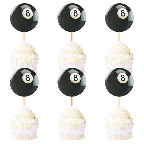 Blumomon 24 Stück Billard Sport Kuchen Dekoration Billard Sport Cupcake Topper Sport Themed Party Dekoration Passend Für Billard Sportler Periphere Aktivitäten Dekoration von Blumomon