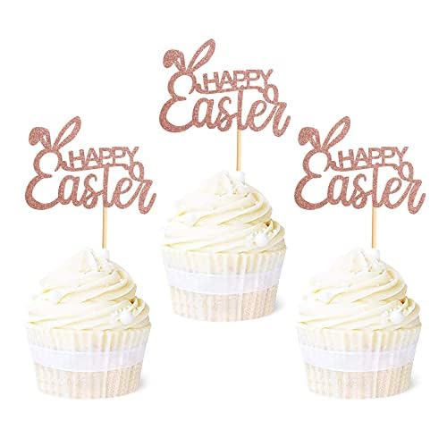 Blumomon 24 Stück Frohe Ostern Cupcake Topper Dekoration Roségold glänzend Hasenohren Cupcake Auswahl Frohe Ostern Thema Party Cake Decoration Supplies Blumomon 24 Stück Frohe Ostern Cupcake Topper Dekoration Roségold glänzend Hasenohren Cupcake Auswahl Frohe Ostern Thema Party Cake Decoration Supplies von Blumomon