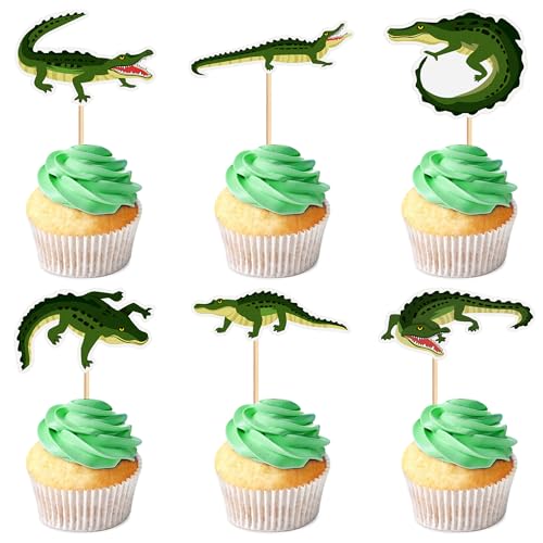 Blumomon 24 Stück Krokodil Cupcake Topper Kuchen Dekoration für Kinderparty im Wilden Dschungel Tier Geburtstagsparty Supplies Blumomon 24 Stück Krokodil Cupcake Topper Kuchen Dekoration für Kinderparty im Wilden Dschungel Tier Geburtstagsparty Supplies von Blumomon
