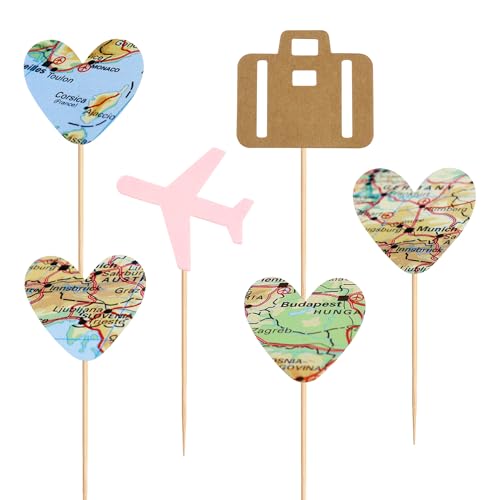 Blumomon 24 Stück Reise-Flugzeug-Cupcake-Dekoration, Rosa, Airplane Herzkarte, Gepäck, Cupcakes, Thema, ausgewählte Reisen, Baby, Dusche, Geburtstag, Party, Kuchendekoration Blumomon 24 Stück Reise-Flugzeug-Cupcake-Dekoration, Rosa, Airplane Herzkarte, Gepäck, Cupcakes, Thema, ausgewählte Reisen, Baby, Dusche, Geburtstag, Party, Kuchendekoration von Blumomon