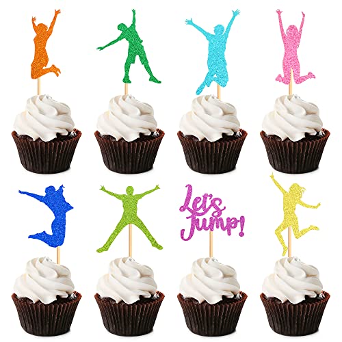 Blumomon 24 Stück Trampolin-Kuchenaufsätze, bunte Trampolin-Cupcake-Topper, zum Springen, Geburtstag, Cupcake-Topper, Jump-Trampolin, Cupcake-Dekorationen für Jump-Thema, Geburtstag, Partyzubehör von Blumomon