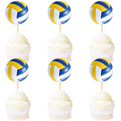 Blumomon 24 Stück Volleyball Sport Kuchen Dekoration Volleyball Sport Cupcake Topper Sport Themed Party Dekoration Passend Für Volleyball Sportler Periphere Aktivitäten Dekoration von Blumomon