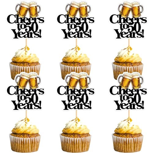 Blumomon 28 Stück 50th Happy Birthday Cupcake Toppers Cheers to 50th Fabelhafte Kuchendekoration Bier Geburtstag Party Dekoration Blumomon 28 Stück 50th Happy Birthday Cupcake Toppers Cheers to 50th Fabelhafte Kuchendekoration Bier Geburtstag Party Dekoration von Blumomon