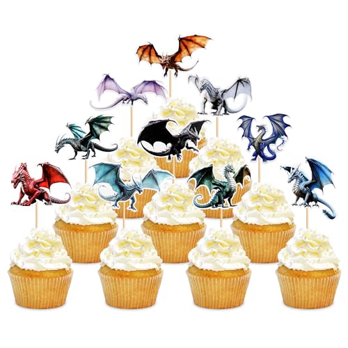 Blumomon 30 Stück Drachen Happy Birthday Cupcake Topper Glitzer Dinosaurier Kuchen Dekorationen für Baby Shower Kinder Geburtstag Drachen Thema Party Dekoration Supplies Blumomon 30 Stück Drachen Happy Birthday Cupcake Topper Glitzer Dinosaurier Kuchen Dekorationen für Baby Shower Kinder Geburtstag Drachen Thema Party Dekoration Supplies von Blumomon