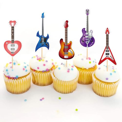 Blumomon 30 Stück Kuchenaufsätze für Rockmusik, Gitarre, Cupcake, Topper, Dekoration für Kuchen, Festival, Musik-Party Blumomon 30 Stück Kuchenaufsätze für Rockmusik, Gitarre, Cupcake, Topper, Dekoration für Kuchen, Festival, Musik-Party von Blumomon