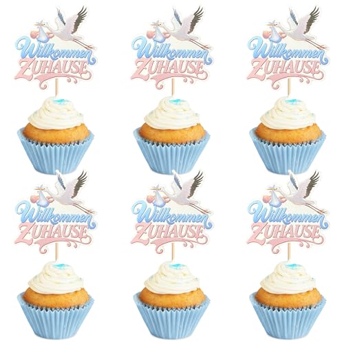 Blumomon 30 Stück Willkommen Zuhause Cupcake Top Baby Dusche Kuchendekoration Baby Taufe Party Geschenkvögel Kuchendekoration Geburtsfeier Party Kuchen Dekoration Zubehör von Blumomon