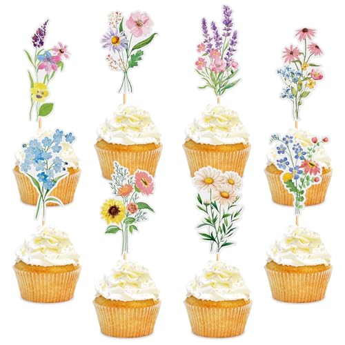 Blumomon 32 Stück Blumen-Kuchenaufsatz, Happy Birthday, Blumenkuchendekorationen, Brautschmuck, Verlobung, Babyparty, Geburtstagsparty, Cupcake-Dekorationen, Picks, Jubiläumsparty-Dekorationen Blumomon 32 Stück Blumen-Kuchenaufsatz, Happy Birthday, Blumenkuchendekorationen, Brautschmuck, Verlobung, Babyparty, Geburtstagsparty, Cupcake-Dekorationen, Picks, Jubiläumsparty-Dekorationen von Blumomon