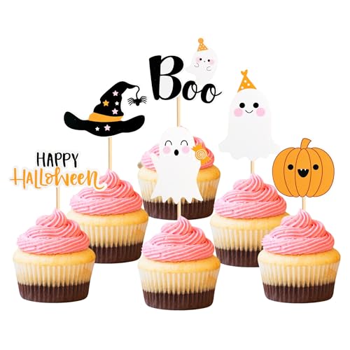 Blumomon 36 Stück Halloween-Cupcake-Dekoration, Cupcake-Dekoration, Happy Halloween, für Babyparty, Geburtstag und Partydekoration von Blumomon