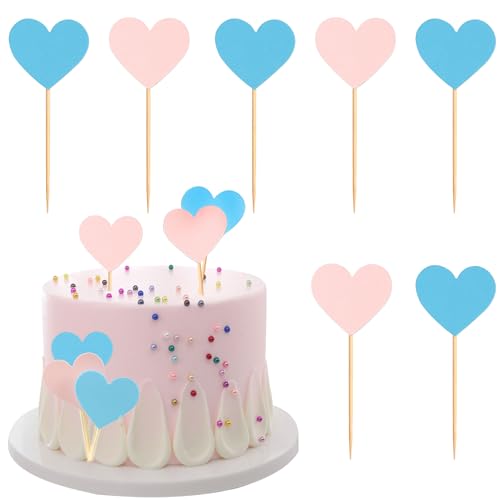 Blumomon 36 Stück Herz-Cupcake-Aufsätze, bunte Picks, Kindergeburtstagskuchendekorationen, Hochzeitsparty, Brautparty, Babyparty, Dekorationen von Blumomon