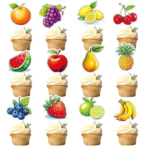 Blumomon 36 Stück Obst-Cupcake-Topper, Happy Birthday, Ananas, Zitrone, Wassermelone, Erdbeere, Sommer-Thema, Cupcake, Dekoration für Babys, Jungen, Mädchen, Baby-Dusche, Geburtstagszubehör Blumomon 36 Stück Obst-Cupcake-Topper, Happy Birthday, Ananas, Zitrone, Wassermelone, Erdbeere, Sommer-Thema, Cupcake, Dekoration für Babys, Jungen, Mädchen, Baby-Dusche, Geburtstagszubehör von Blumomon