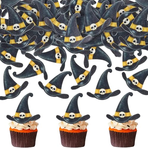 Blumomon 40 Stück Essbare Halloween Kuchen Dekoration Zauberhüte Cupcake Topper Kindergeburtstag Party Dekoration Halloween Party Dekoration von Blumomon