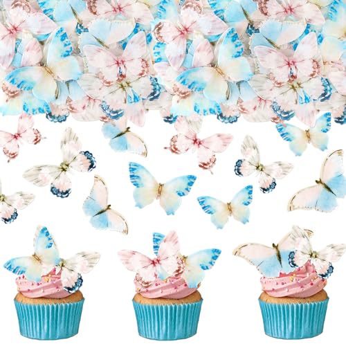 Blumomon 40 Stück Essbare Schmetterling Kuchen Topper Dekorationen Bunter Schmetterling Cupcake Toppers Hochzeit Geburtstag Party Cupcake Dekoration Geburtstagstorte Topper von Blumomon