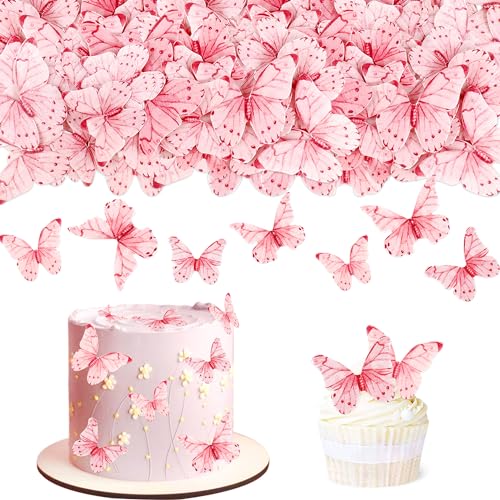 Blumomon 40 Stück Essbare Schmetterling Kuchen Topper Dekorationen Hellrosa Schmetterlinge Cupcake Toppers Hochzeit Geburtstag Party Cupcake Dekoration Geburtstagstorte Topper von Blumomon