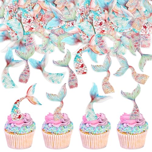 Blumomon 40 Stück Meerjungfrau Cupcake Topper Essbare Geburtstagstorte Topper Unter dem Meer Party Supplies Kuchen Dekoration Ocean Party Blumomon 40 Stück Meerjungfrau Cupcake Topper Essbare Geburtstagstorte Topper Unter dem Meer Party Supplies Kuchen Dekoration Ocean Party von Blumomon