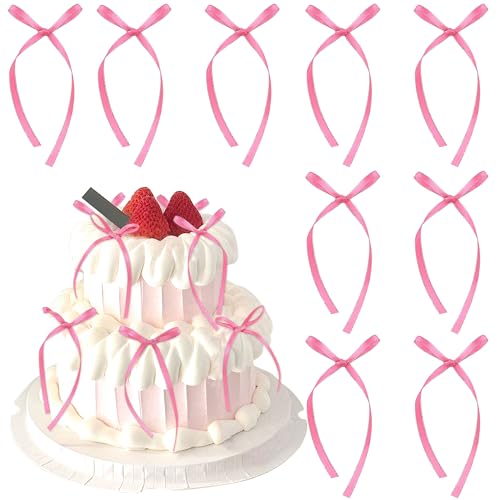 Blumomon 40pcs Rose Red Bowknot Cake Topper Bow Cake Decoration Selected For Children Baby Shower Cake Decoration Birthday Wedding Party Wedding Anniversary Celebration Cake Decoration Supplies von Blumomon