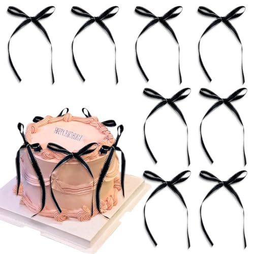 Blumomon 40pcs Schwarz Bowknot Cake Topper Bow Cake Decoration Selected For Children Baby Shower Cake Decoration Birthday Wedding Party Wedding Anniversary Celebration Cake Decoration Supplies von Blumomon
