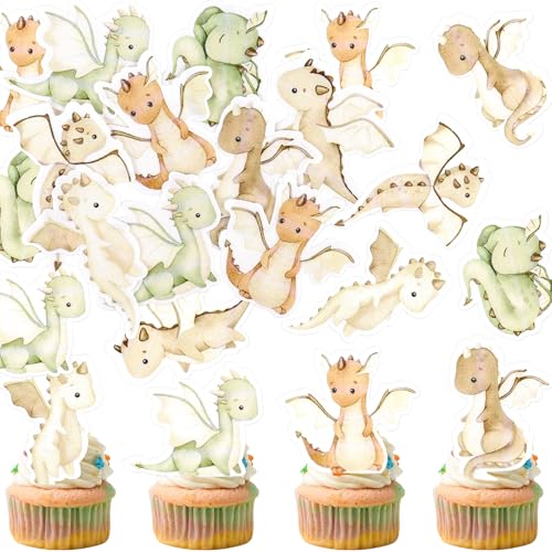 Blumomon 42Stück Vorgeschnitten Essbare Dinosaurier Kuchen Top Tortendeko Essbare Kuchen dekoration für Baby Shower Dinosaurier Thema Geburtstag Kuchen Dekoration von Blumomon