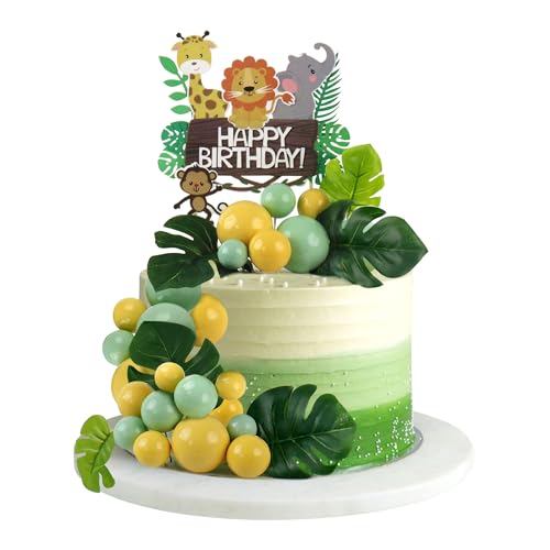 Blumomon 45 Stück Kugel-Kuchenaufsatz, runde Kugeln, Cupcake-Topper, DIY, Dessert, Kuchendekoration, Geburtstagsparty, Hochzeitsbedarf, Babyparty, Kuchendekoration (grün-gelb) von Blumomon