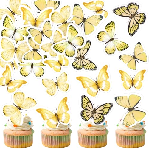 Blumomon 48 Stück Essbare Schmetterling Kuchen Topper Gelb Schmetterlinge Cupcake Toppers Hochzeit Geburtstag Party Cupcake Dekoration Blumomon 48 Stück Essbare Schmetterling Kuchen Topper Gelb Schmetterlinge Cupcake Toppers Hochzeit Geburtstag Party Cupcake Dekoration von Blumomon