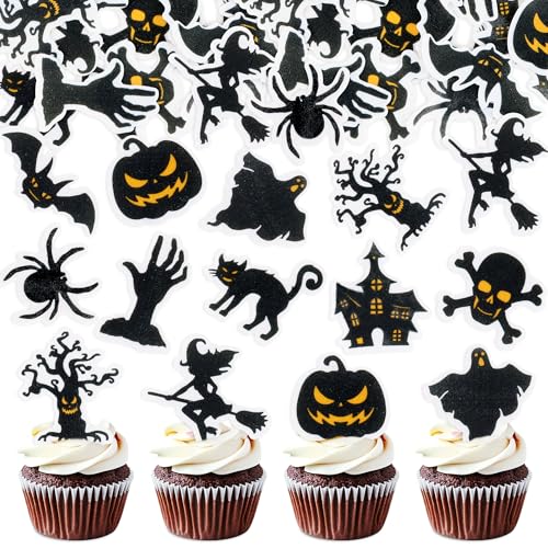 Blumomon 50 Stück Essbare Halloween Kuchen Topper Essbare Halloween Party Kuchen Dekoration Horror Party Dekoration Blumomon 50 Stück Essbare Halloween Kuchen Topper Essbare Halloween Party Kuchen Dekoration Horror Party Dekoration von Blumomon