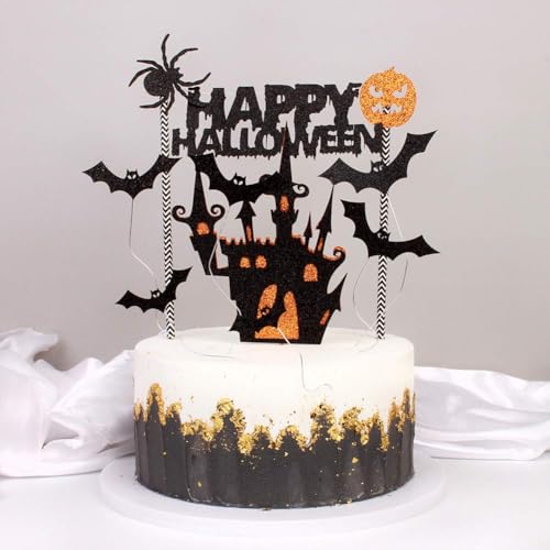 Blumomon 8 Stück Halloween Tortenaufleger Fledermaushaus Kuchendekoration für Party Gunst Dekorationen Zubehör von Blumomon
