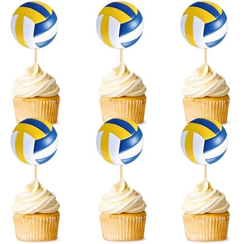 Blumomon Cupcake-Dekoration, Volleyball, 24 Stück, Kuchendekoration, Sportthema, Dekoration für Geburtstagsfeiern und Hochzeiten, Orange Blumomon Cupcake-Dekoration, Volleyball, 24 Stück, Kuchendekoration, Sportthema, Dekoration für Geburtstagsfeiern und Hochzeiten, Orange von Blumomon