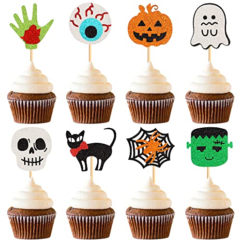 Blumomon Cupcake-Topper "Happy Halloween", Glitzer, Kürbis, Geist, Spinne, Cupcake-Dekoration, Picks, Halloween-Thema, Geburtstag, Jahrestag, Babyparty, Partyzubehör, 32 Stück Blumomon Cupcake-Topper "Happy Halloween", Glitzer, Kürbis, Geist, Spinne, Cupcake-Dekoration, Picks, Halloween-Thema, Geburtstag, Jahrestag, Babyparty, Partyzubehör, 32 Stück von Blumomon