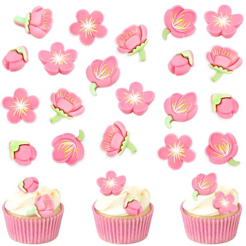 Blumomon Cupcake-Topper mit Blumen-Motiv, Brautschmuck, Verlobung, Babyparty, Geburtstag, Party, Cupcake-Dekorationen, Picks, Jahrestag, Party-Dekorationen (nicht essbar), 24 Stück von Blumomon