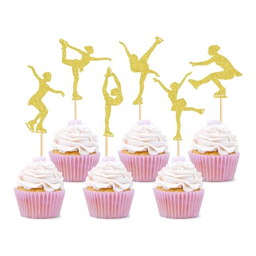 Blumomon Cupcake-Topper mit Eislaufschuhen, Glitzer-Schlittschuhen, Cupcake-Dekorationen, Picks, Sport, Skaten, Thema, Geburtstagsparty, Kuchendekorationen, Zubehör, 24 Stück Blumomon Cupcake-Topper mit Eislaufschuhen, Glitzer-Schlittschuhen, Cupcake-Dekorationen, Picks, Sport, Skaten, Thema, Geburtstagsparty, Kuchendekorationen, Zubehör, 24 Stück von Blumomon